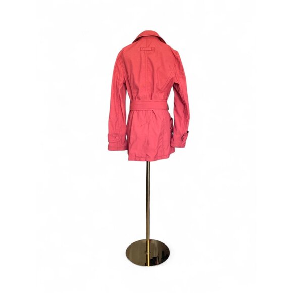 Ann Taylor Loft Women's Brick Red Belted Trench Coat Size 10 Mid Length READ - Picture 3 of 8